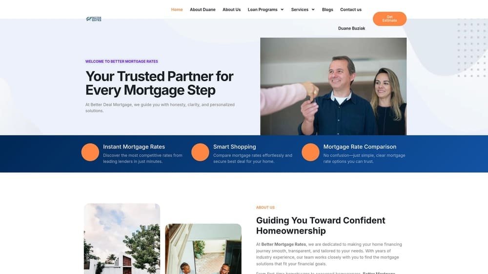 Screenshot of Better Mortgage Rates website