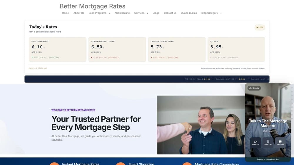Screenshot of Better Mortgage Rates website