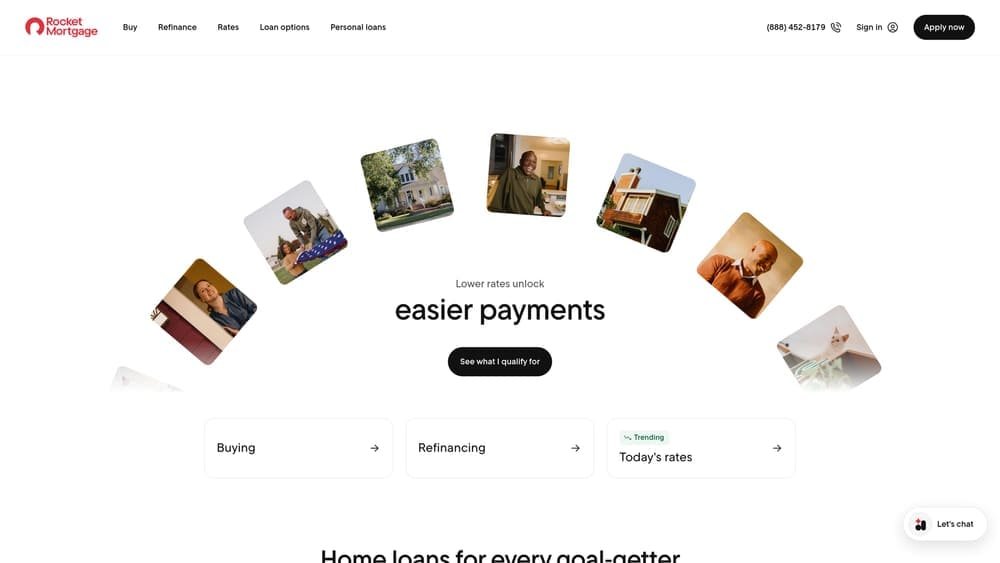 Screenshot of Rocket Mortgage website
