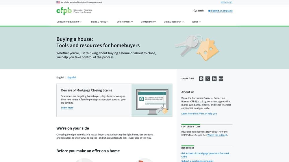 Screenshot of CFPB Mortgage Preapproval Explainer website