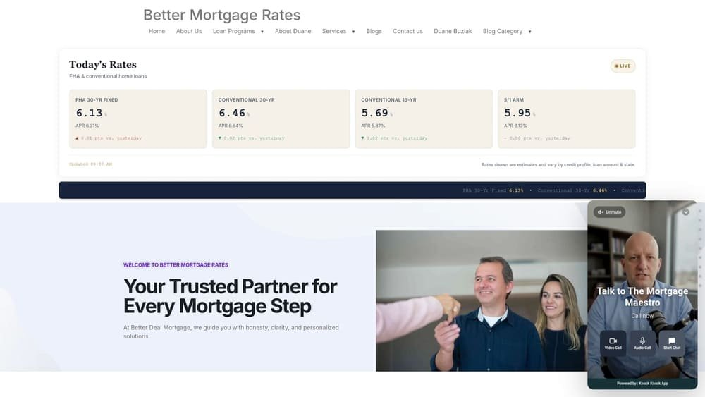 Screenshot of Better Mortgage Rates website